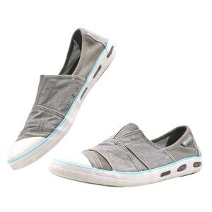 Columbia Womens Vulc N Vent Slip 2 Shoes Gray Mesh Size 9 Canvas Boat Loafers